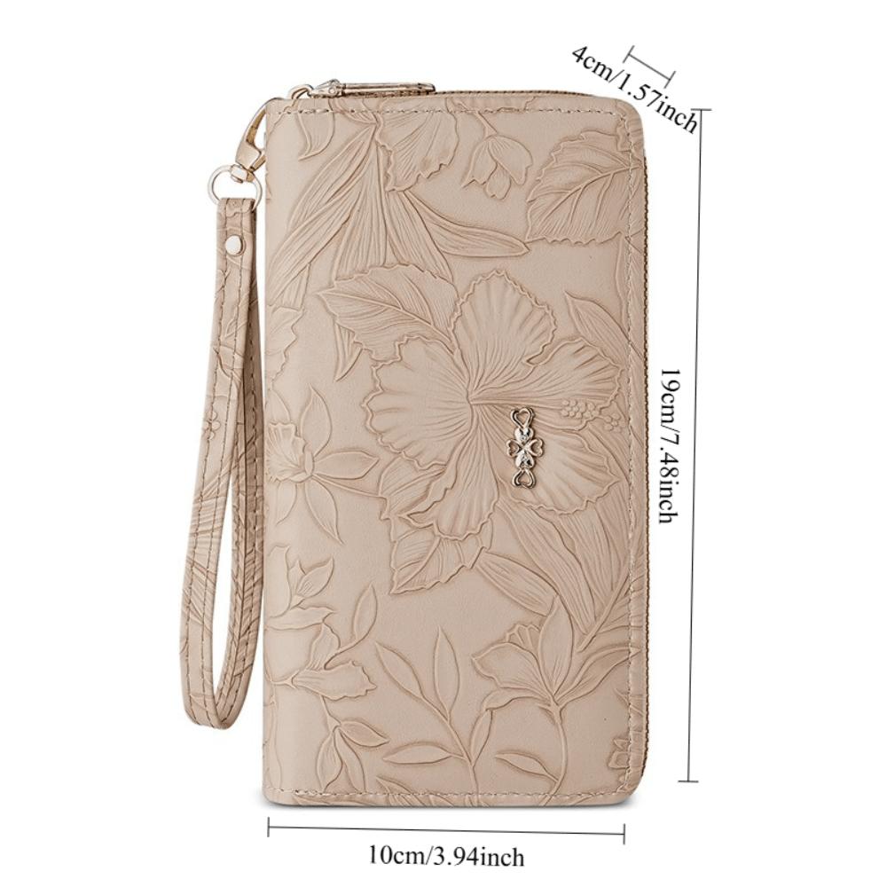 Double-pull wallet women's new embossed high-end fashion multi-card double-layer clutch bag