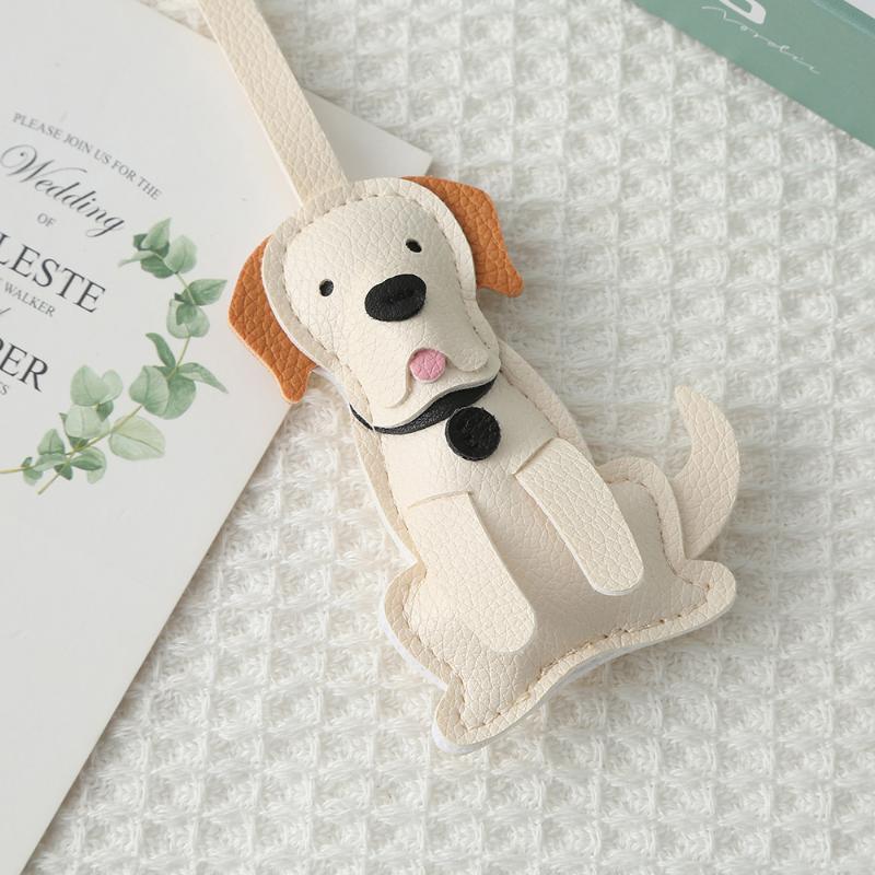 Cute Pu Leather Puppy Bag Charms Cartoon Design Soft Texture For Backpack Key Dog Lovers Gifts