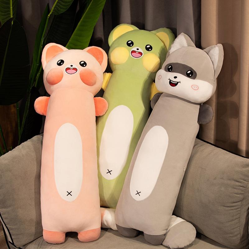 80-140CM Cute Cat Plush Doll Soft Long Body Raccoon Pillow Stuffed Toys Kawaii Kids Girls Birthday Xmas Gifts