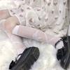 Sweet Bowknot Jacquard Lolita Knee High White Silk Socks for Women | JK Style Spring-Summer Thin Calf Stockings