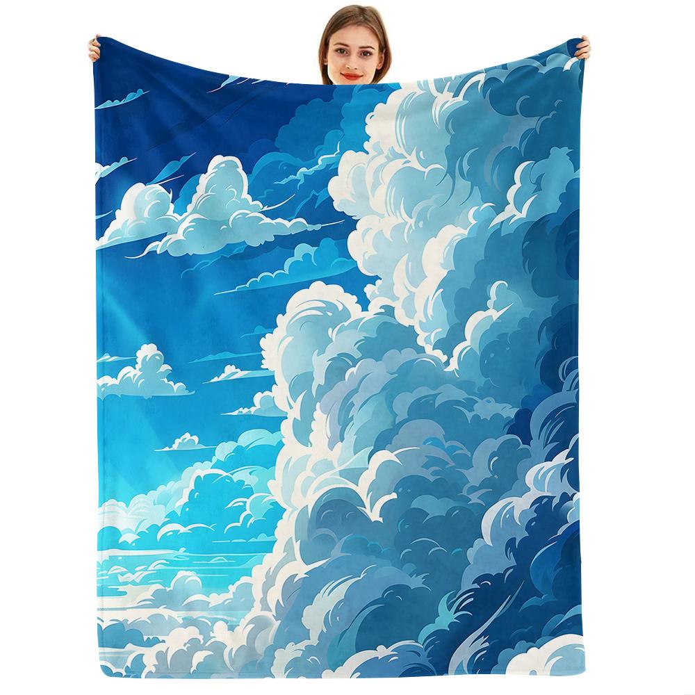 Cartoon Flat Leopard Texture Anime Cartoon Flannel Blanket Soft Warm Throw for Bedroom Sofa Car Kids Holiday Gift