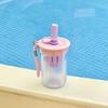 16.3oz Colorful Water Cup With Tea Infuser Straw Portable Outdoor Sports Bottle With Lanyard Isolating Chamber Design for Summer