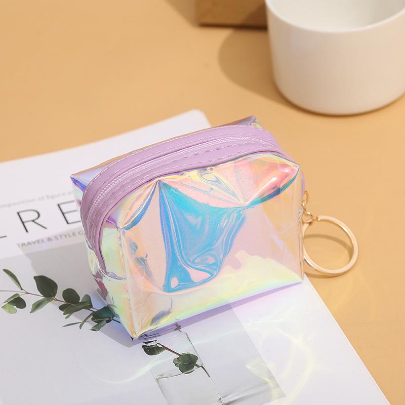 Pvc Transparent Laser Coin Purse Student Can Be Stored Waterproof Mini Coin Keychain Bag