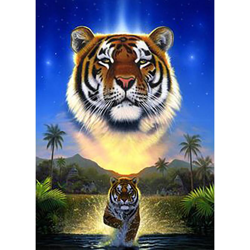 5D DIY-diamantmaleri helrundt bor Dyr tiger korssting mosaikkkunst oljemaleri diamantbroderi hjemmedekorasjon