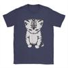 Mens Funny Sad Cat Meme T Shirts  Pure Cotton Clothing Novelty Short Sleeve Crewneck Tees Party TShirts