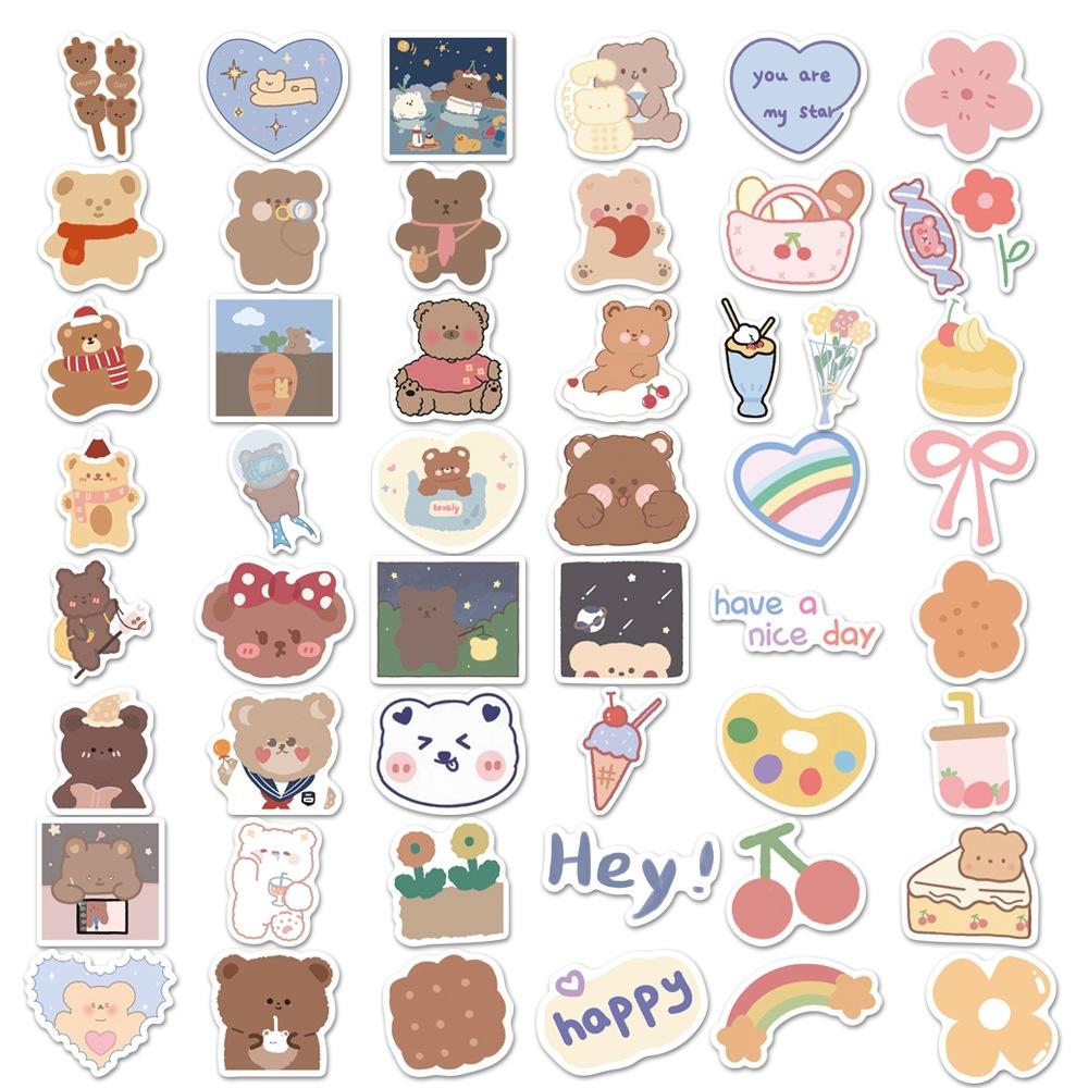 102pcs Fresh Small Style Cute Bear Stickers For Diary Fridge Decoration Suitcase