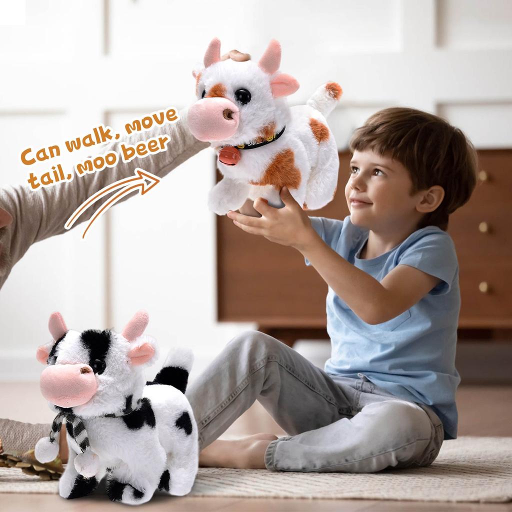 Simulation Electric Walking Sound Plush Cow