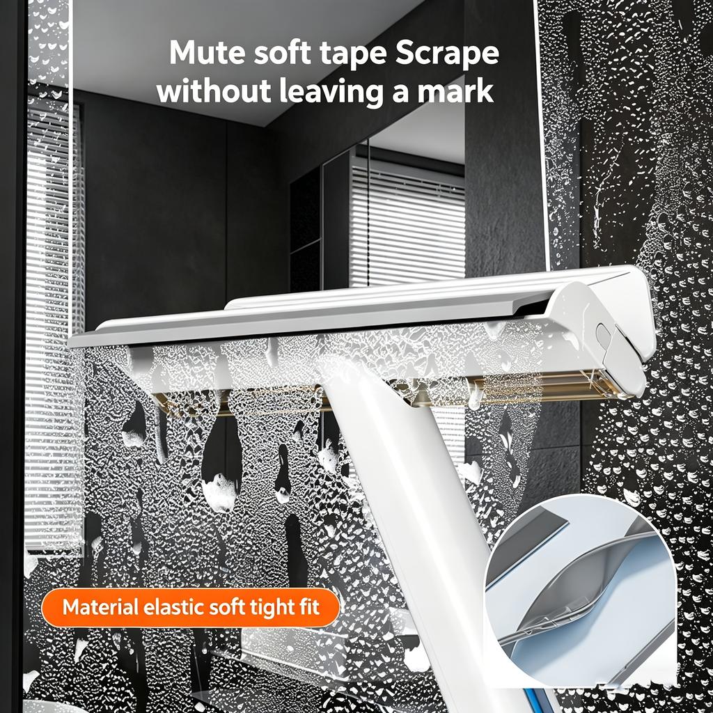 4-in-1 Window Squeegee Cleaning Kit with Wastewater Recovery and 2 Sponge Replacement Heads for Indoor/Outdoor Windows and Car Glass