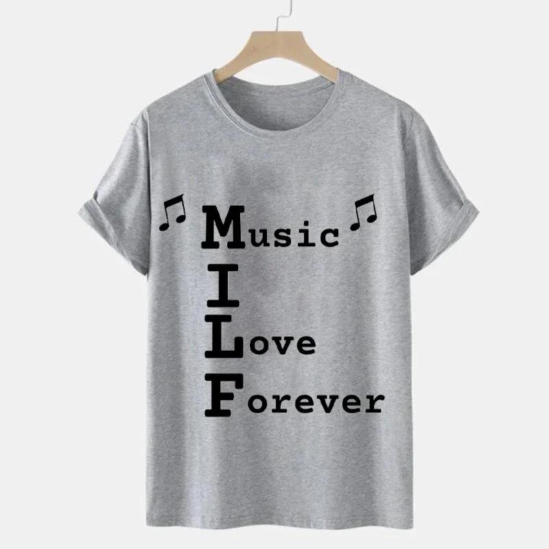 2023 Men's T-shirt MILF Music I Love Forever Short Sleeve Men's Loose T-shirt Men's Top Brand New Brand Men T-shirt Short Sleeve