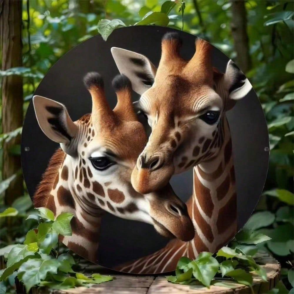 Metal Wall Art Sign, Round Tin Poster Animal, Home Cafe Bar Decoration