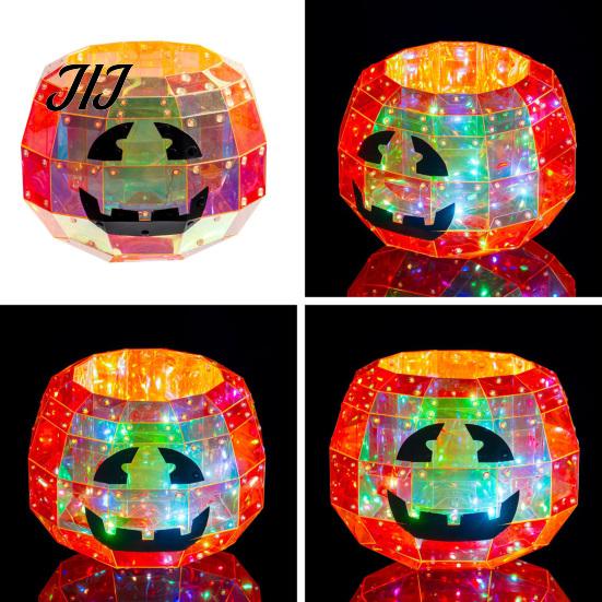 Spooky Carnival Party Supplies Halloween Prismatic Pumpkin Night Light, USB Colorful LED Lamp for Creative Holiday Light Party, Glowing Candy