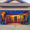 2D Banner, 1 Piece. 2D Flat-printed Vibrant Mexican Carnival Party Garage Door bannerDJH