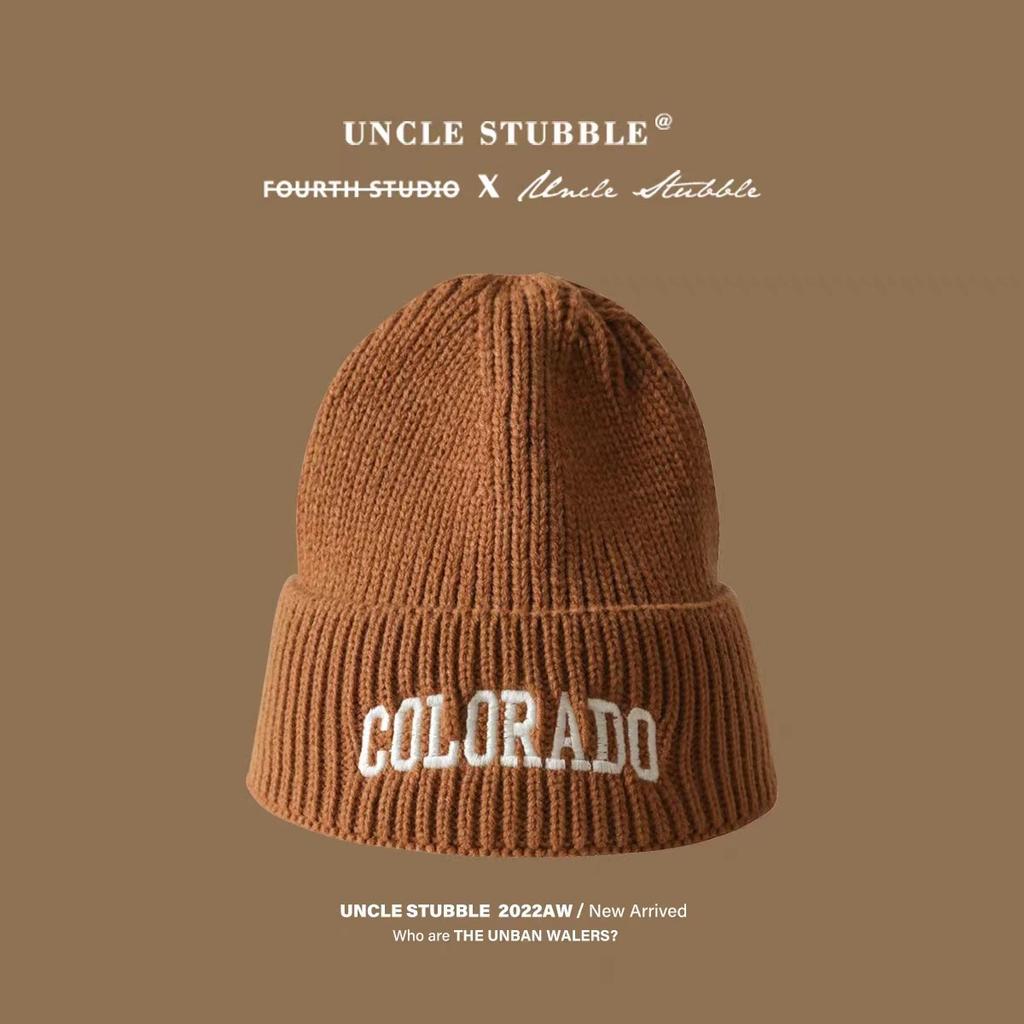 Knitted Hat Women's Autumn and Winter Letter Embroidery Wool Hat Warm Versatile Pullover Ear Protector Cold Hat Men's Trend