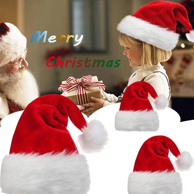 2023 New Year Thick Plush Christmas Hat Adults Kids Christmas Decorations For Home Xmas Santa Gifts Warm Winter Caps