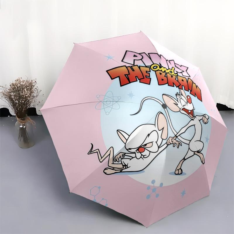 Pinky and the Brainpattern, automatic folding umbrella, portable and foldable design, 8 ribs, a Christmas or birthday gift.