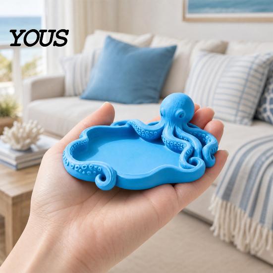 Necklace Storage Dish 3D Printed Octopus Jewelry Tray, Ocean Animal Earrings Ring Multifunctional Home Organizer Decorative Keys Trinkets Holder
