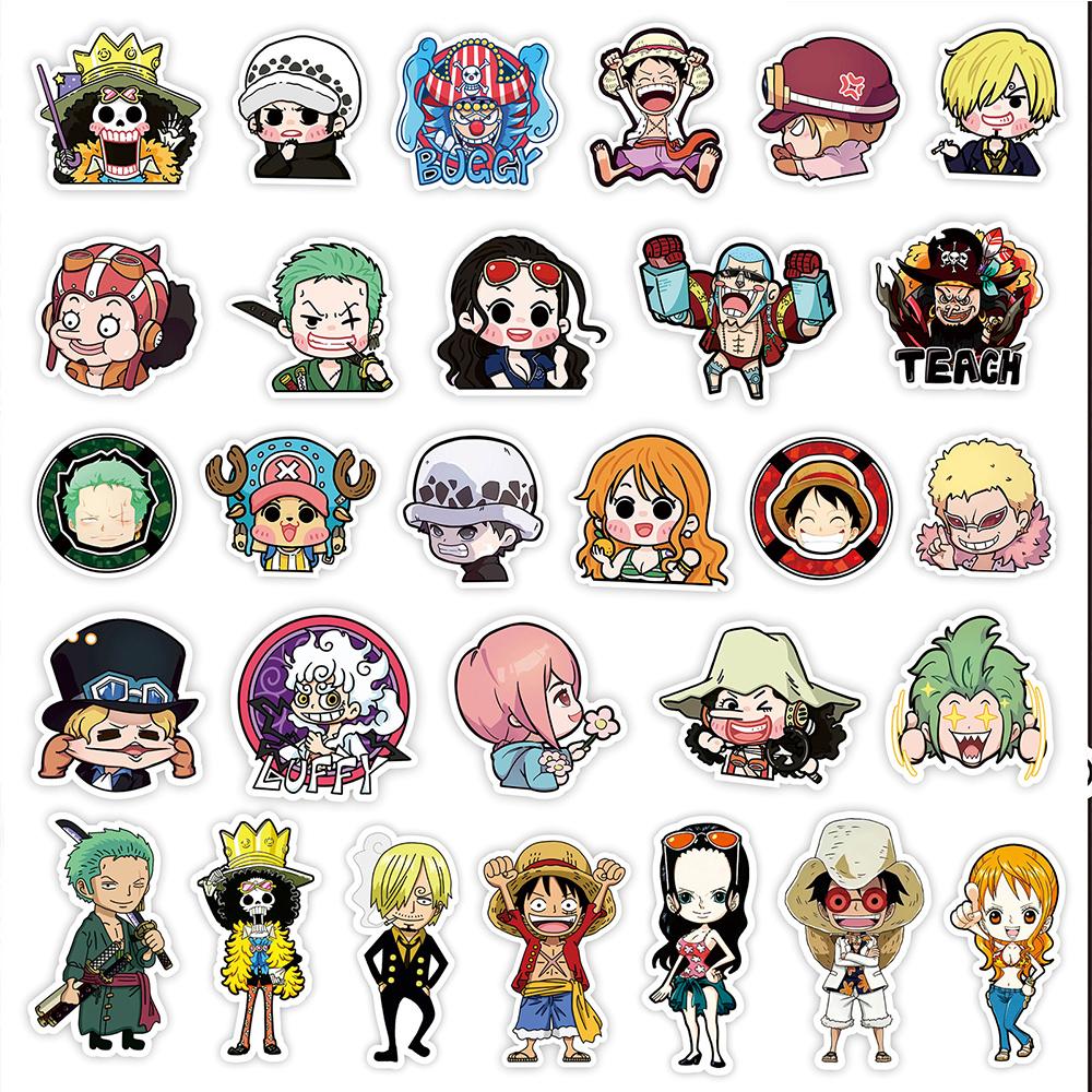 10/30/80pcs One Piece Japanese Anime Stickers Classic Manga Sticker Scrapbook Suitcase Phone Bike Luffy Zoro Cartoon Decals Toy