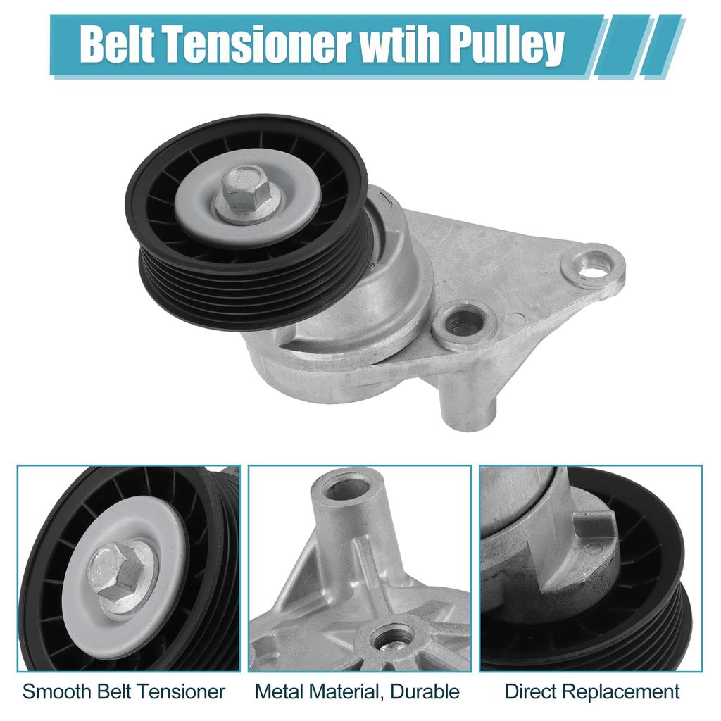 Uxcell 1 Satz Keilriemenspanner/Umlenkrollen-Baugruppe, Ersatz für Chevrolet Avalanche Silberfarben Schwarz