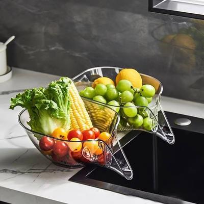 3Pcs Kitchen Sink Drain Baskets Food Grade BPA Free Reusable Multi-functional Transparent Strainer Baskets Drain Bowls