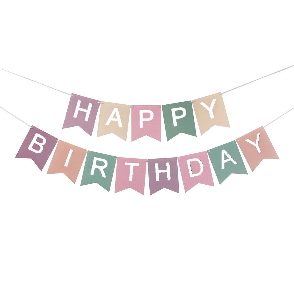 Πανό Happy Birthday με Γκλίτερ σε Χρώματα Μακαρόν – Προσαρμόσιμη Διακόσμηση Πάρτι