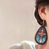 Retro color window grilles temperament earrings female bohemian design ear hooks advanced sense show face small earrings