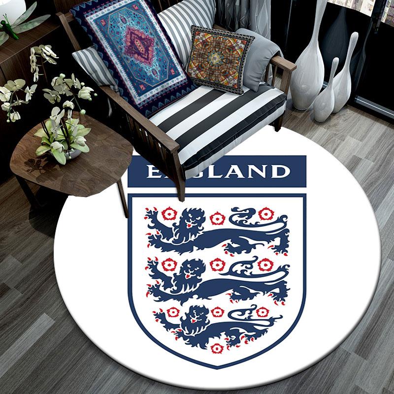 England Football   Round Rug, Non Slip Washable Circular Carpet For Living Room Bedroom Playroom, Sports Fan Decor, Holiday Birthday Gift