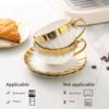 Cappuccino Cups with Saucers, 7 oz Porcelain Double Espresso Cups Set, Ceramic Turkish Coffee Cups with Gold Trim