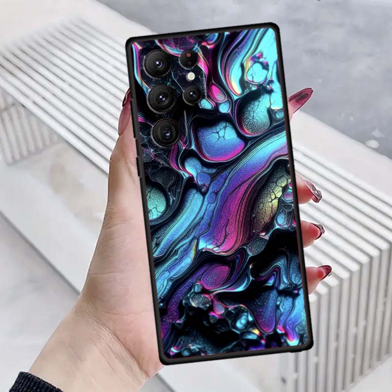 Creative Luxury Art Patterns Phone Case For Samsung Galaxy S26 S25 S24 S23 S22 S21 S20 Ultra Plus FE 5G Black Soft TPU