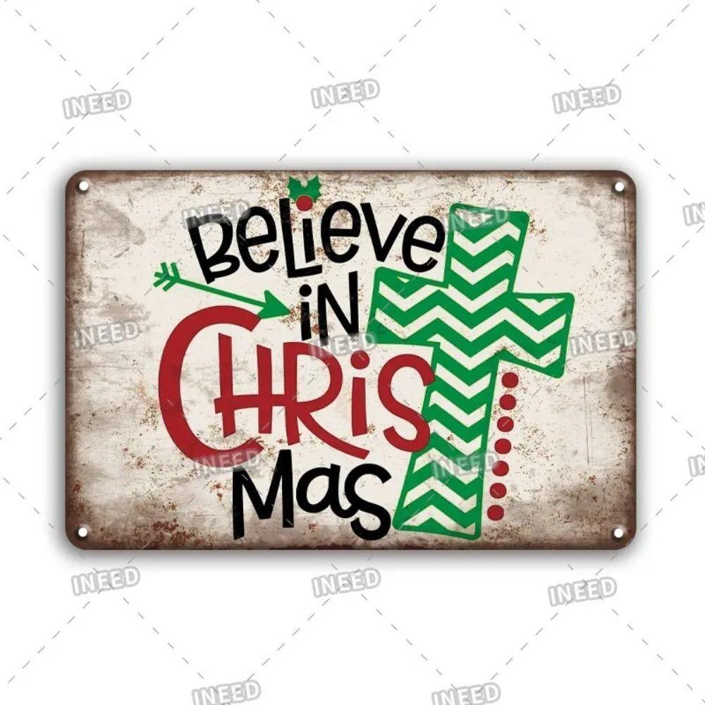 Vintage Christmas Metal Tin Sign Home Festive Wall Decor
