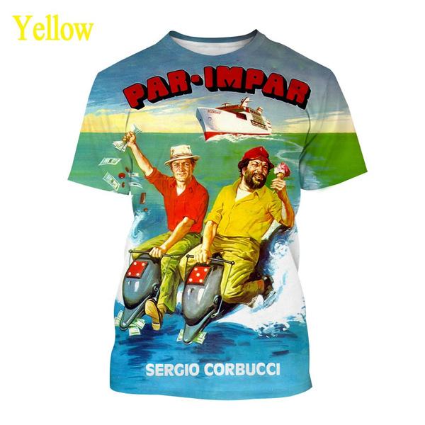 Summer Fashion Hip Hop Shirt Tops Bud Spencer Terence Hill 3D Men's Casual Cool Print Short Sleeve T-shirt Clothing