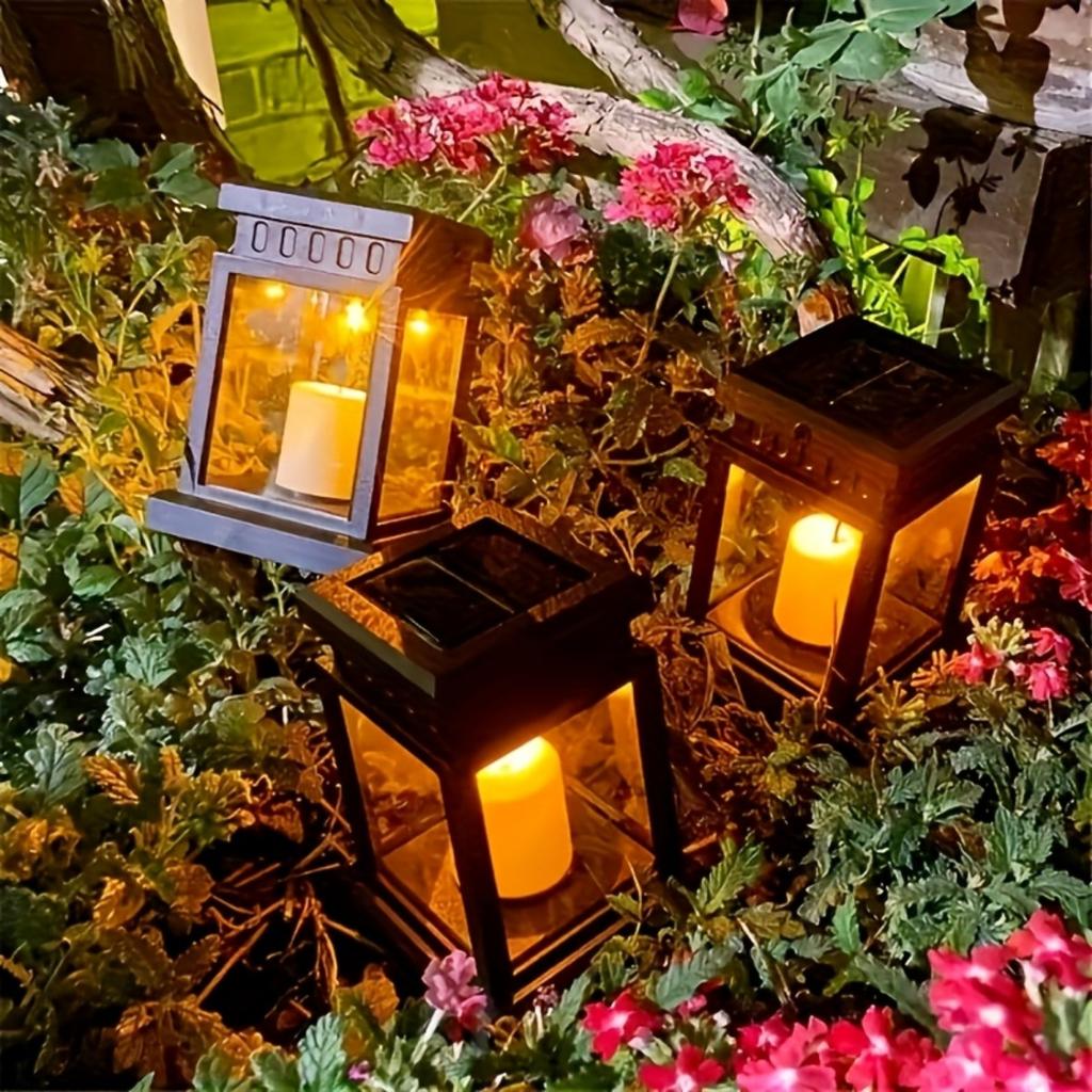 Solar Lanterns, Flickering Flameless Candle LED Lights, Solar Lights Garden Outdoor Hanging Decoration for Table, Patio, Outdoor Party Decoration