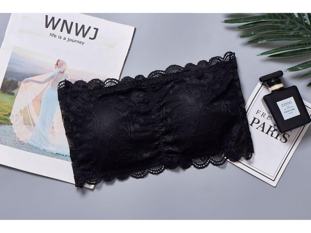 Lace Strapless Anti-Slip Bandeau with Chest Pads – Large Size, Beautiful Back, Anti-Exposure Base Layer.