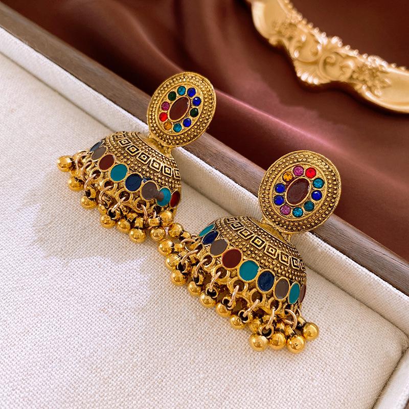 GemChic Femei Nou Set Strasuri Vintage Cercei Ciucure Franjuri Clopoțel Picătură Modă Etnică Cercei Stud Cadou Bijuterii Aniversare Crăciun