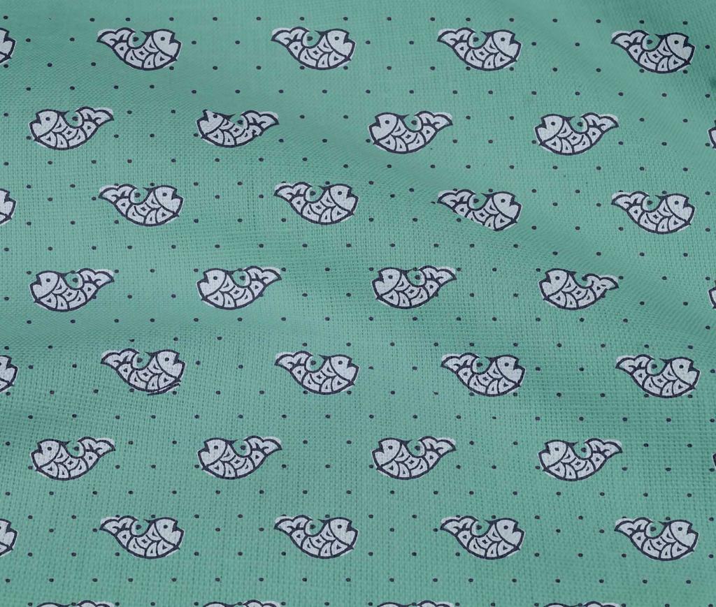 oneOone Cotton Flex Fabric Fish Block Printed Craft Fabric BTY 40 Inch Wide