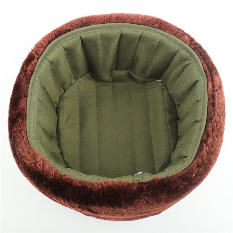 Winter Warm Fleece-Lined Military Style Beanie Hat With Embroidered Badge Men Women Outdoor Cold Weather Protection