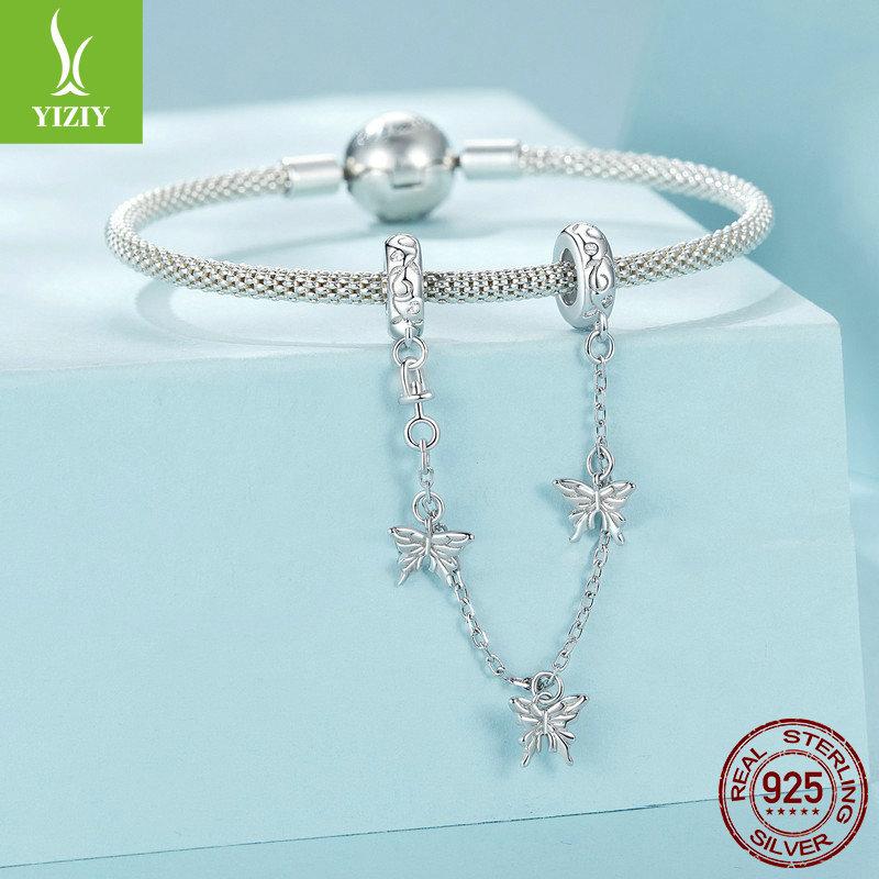 Butterfly Silicone Positioning Safety Chain Accessories, Fresh And Elegant S925 Sterling Silver Bracelet Beaded