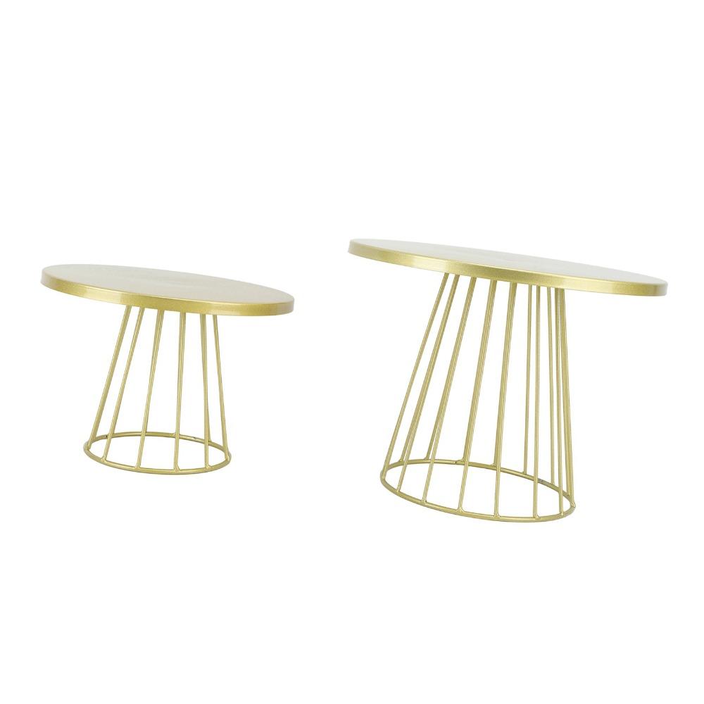 2pcs Gold Cake Display Stand Round Top Metal Cake Stand Classic Round Cake Stand  Afternoon Tea