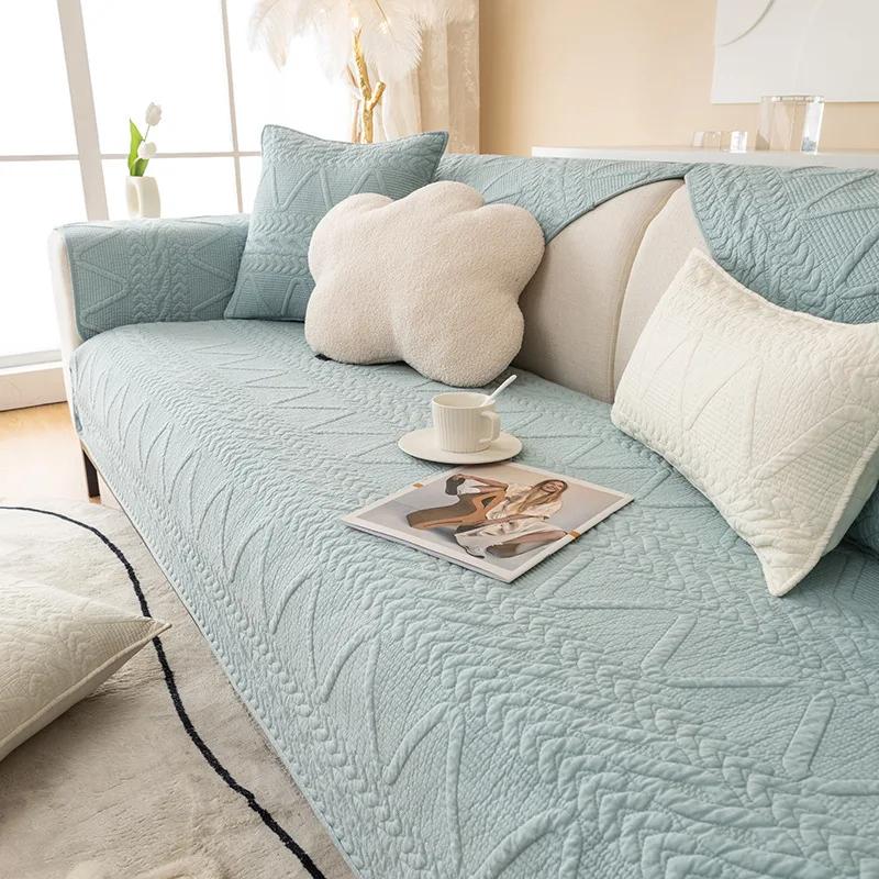 Four Season Universal Solid Color Sofa Mat Simple Quilted Comfortable Breathable Sofa Napkins Non Slip Dustproof Sofa Covers