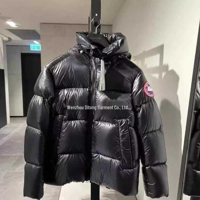 2025 Unisex Canada Goose Błyszcząca Kurtka Puchowa Puffer z Kapturem, Czarna - Ciepła i Luźny Krój