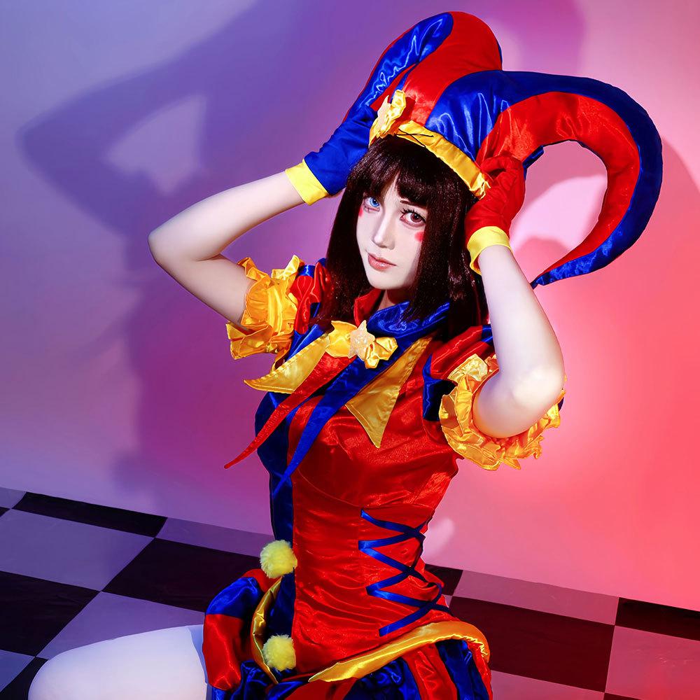 Pomni Cosplay Costumes Clown Uniform Anime The Amazing Digital Circus Role Play Halloween Carnival Party Outfit