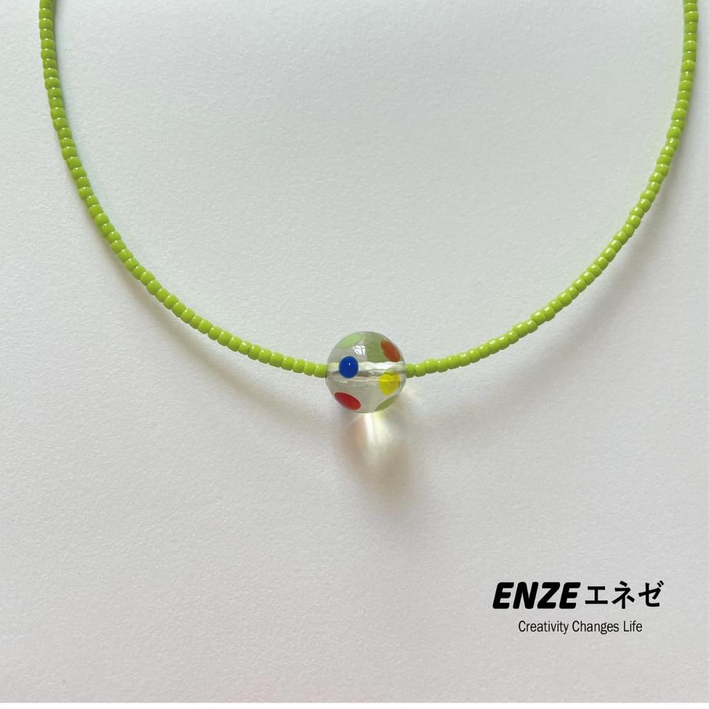 [ENZE] Enze Necklace, Czech Beads, Handmade, Limited Edition (Dopamine Girl's Necklace - Total Length Approx. 45cm (including Clasp))