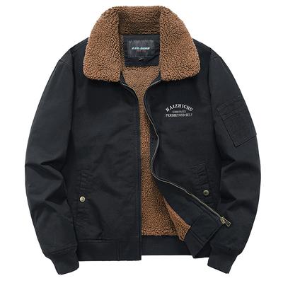 Zimní sepraná bavlněná bunda s fleecem, pánská ležérní zateplená bunda s límečkem