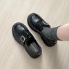 Thick-soled women's autumn and winter buckle strap vintage small leather shoes collegiate style single shoes
