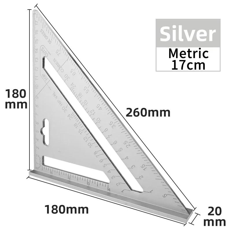 Dreieck-Lineal, 17,8 cm, Messwerkzeug, Aluminiumlegierung, Schreiner-Set, quadratischer Winkel, Holzbearbeitungswerkzeuge, versuchen Sie es mit quadratischem, dreieckigem, metrischem Lineal