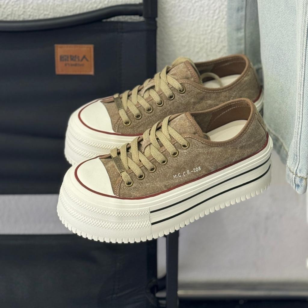 Korean Version of Platform-soled Fashion Canvas Board Shoes Women's 2025 Summer Shoes, New Breathable Casual Shoes To Increase the Height of Small Wo