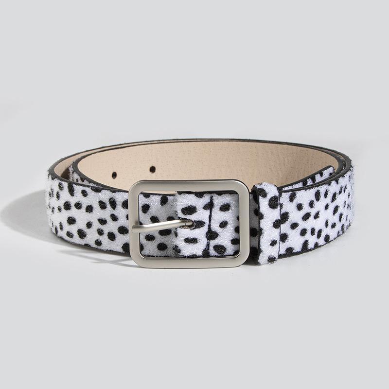New Day Buckle Black and White Cow Pattern Horse Hair Women Fake Hair Fashion PU Belt