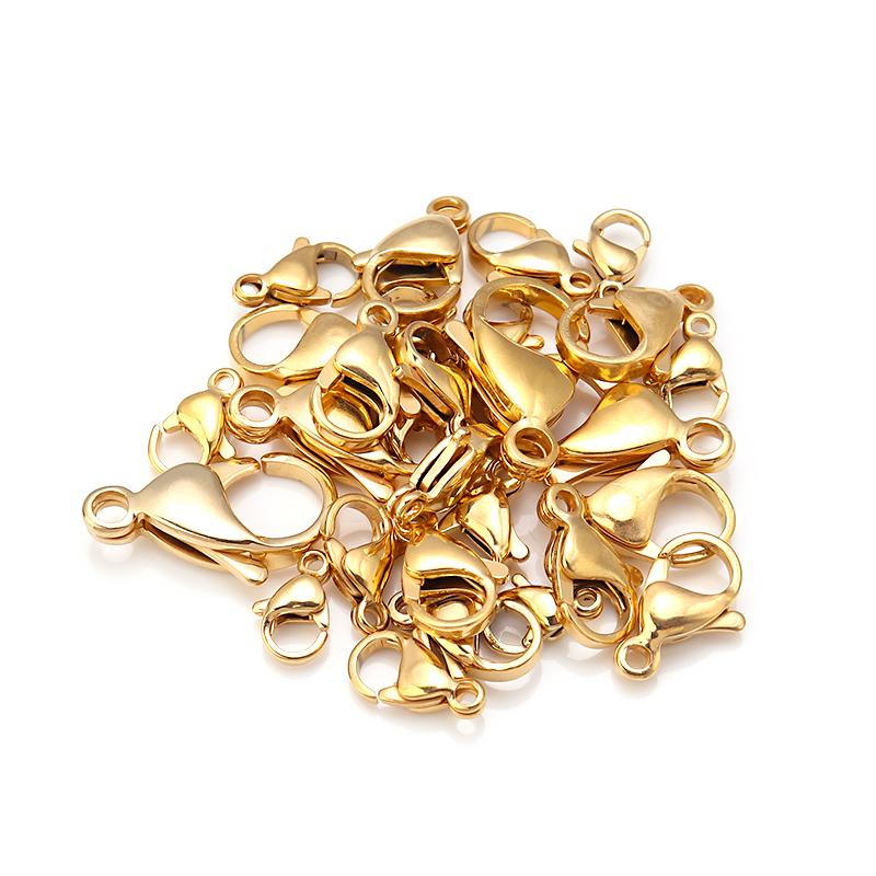 25pcs/lot Stainless Steel Lobster Clasps Gold Color Necklace Connector End Clasps For Jewelry Making DIY Bracelet Accessories