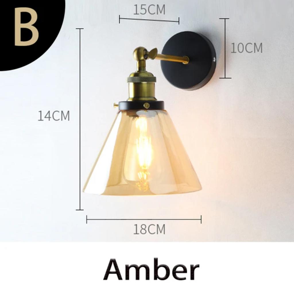 Ny Stilig Retro Vintage Industriell Loft Vegglampe med Klar Glasskjerm og Metall Trekant Ovalt Design - Vintage Industriell