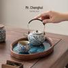 Ru Kiln Lotus Tea Set: One Pot, Six Cups with Tray - Kung Fu Style