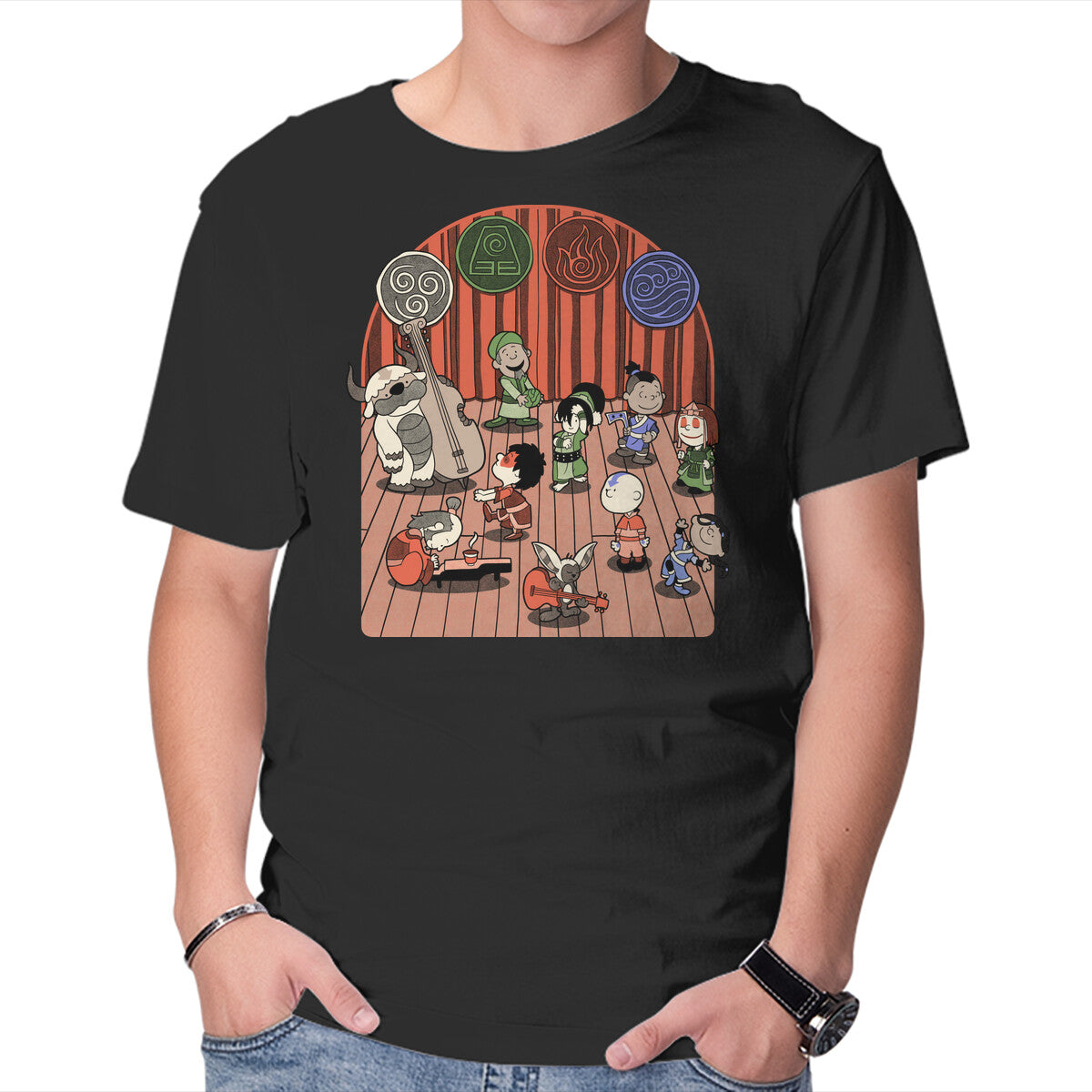 Unisex Crew Neck T-Shirt Elemental Animation Band Graphic Short Sleeve Casual Tee XL